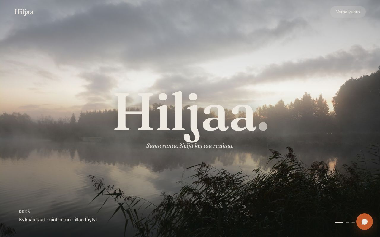 Hiljaa -demosivuston etusivu
